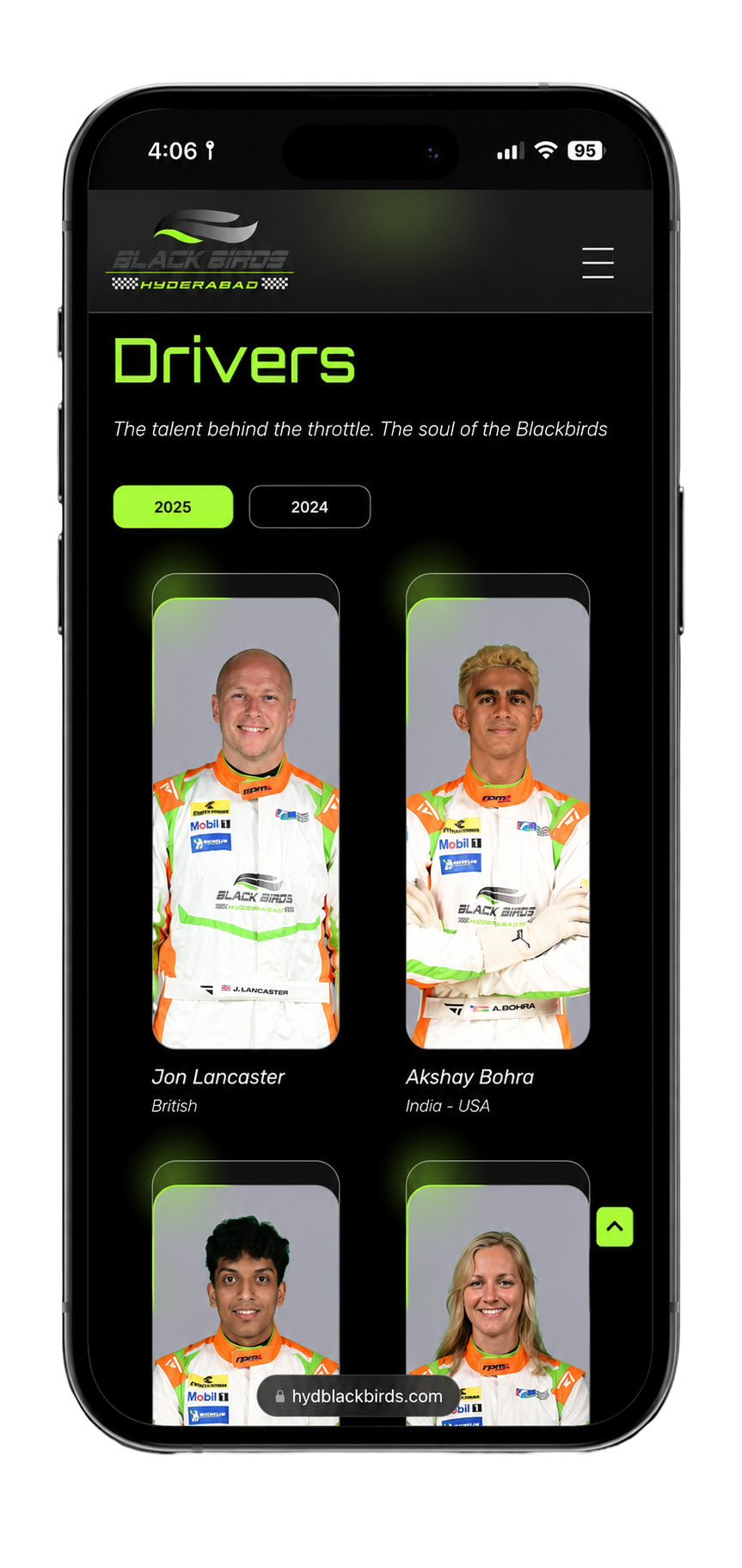 HBB mobile UI — Passion Precision Speed