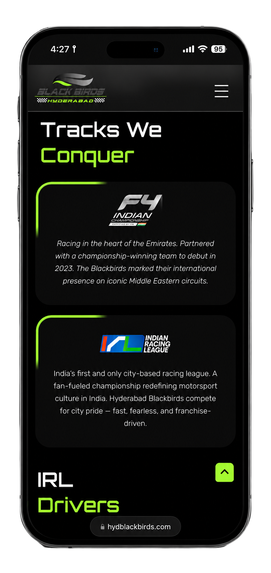 HBB mobile UI — Race Calendar